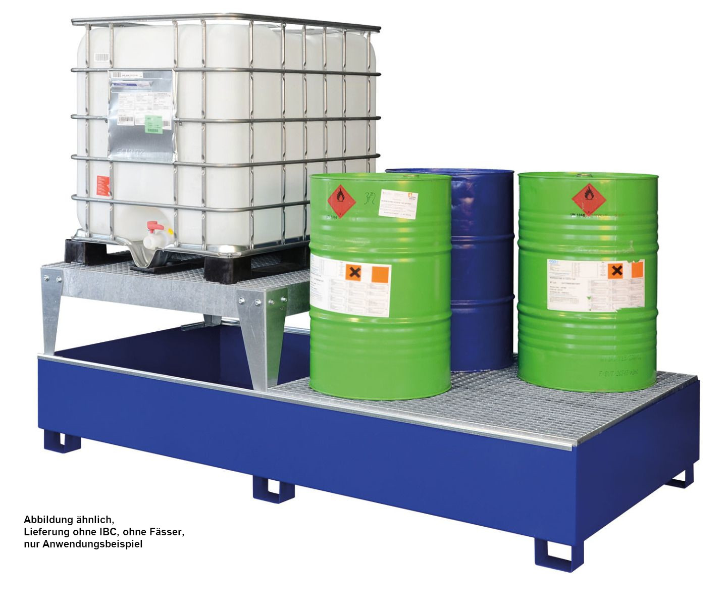 CEMO Stahl-IBC-Auffangwanne GS2 AB1, lackiert, mit 1 Abfüllbock – 10853