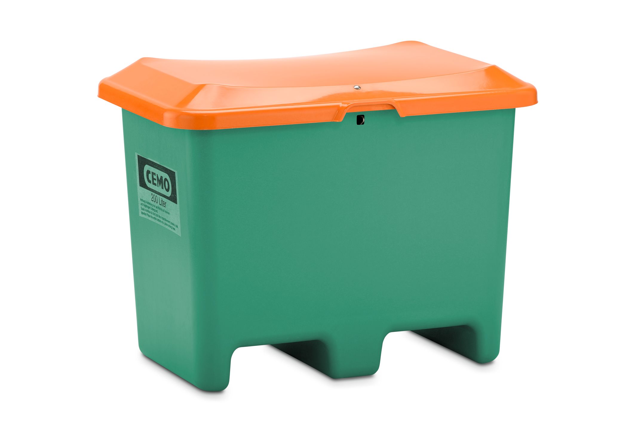 CEMO GFK Streugutbehälter PLUS3, 200 l, grün/orange - 10576