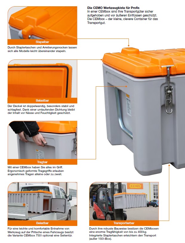 CEMO CEMbox 150 l Trolley, grau/orange - 10331