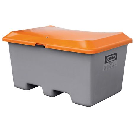 CEMO GFK Streugutbehälter PLUS3, 400 l, grau/orange - 10571