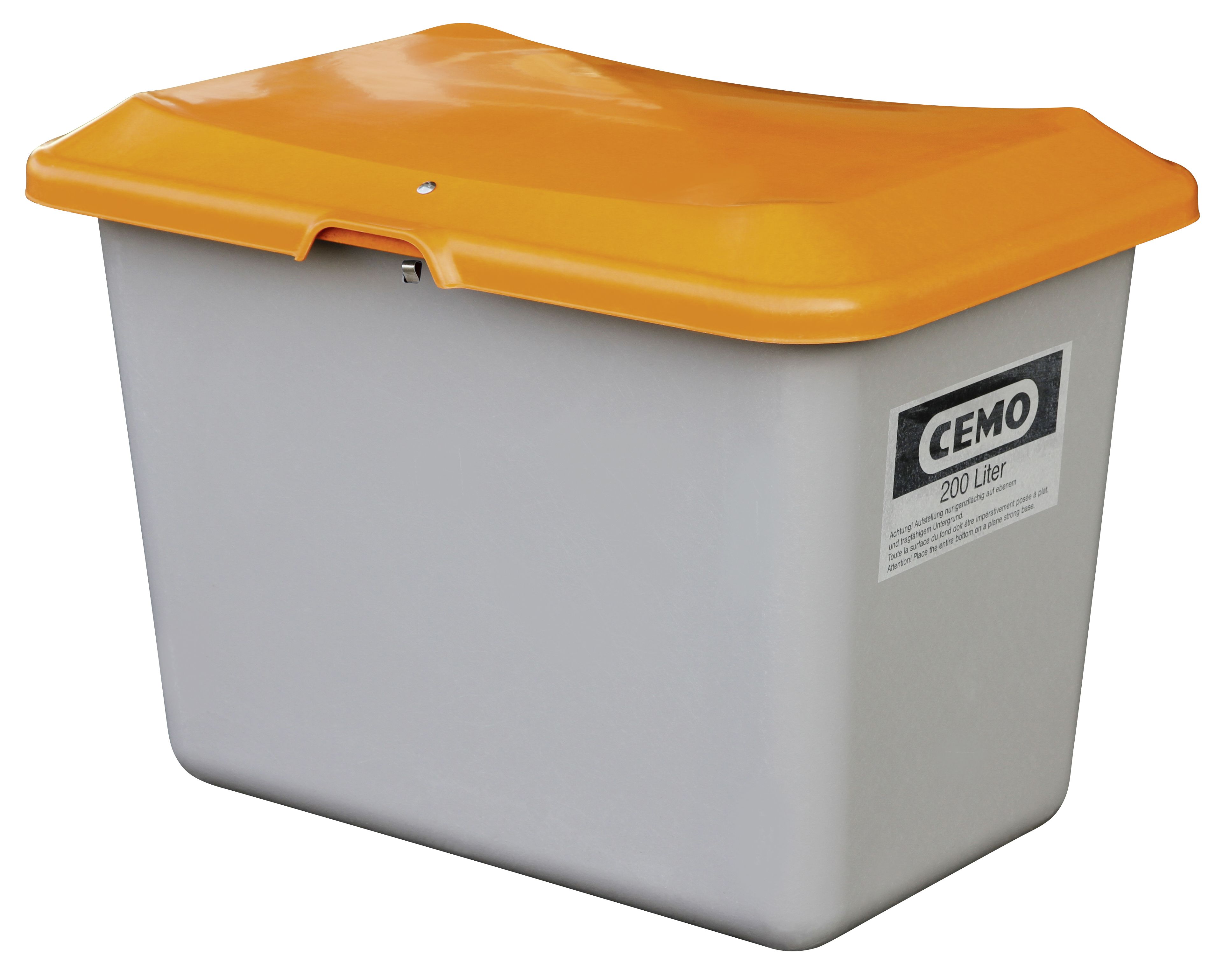 CEMO GFK Streugutbehälter PLUS3, 200 l, grau/orange - 10565