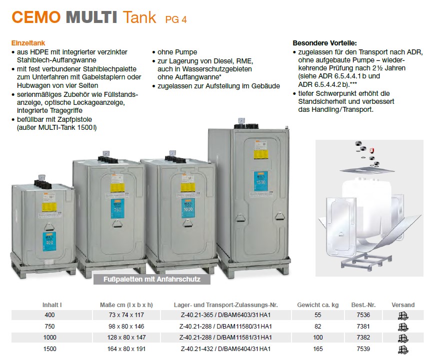 CEMO Multi-Tank 750 l Generatortank, Lager- & Transporttank - 7381