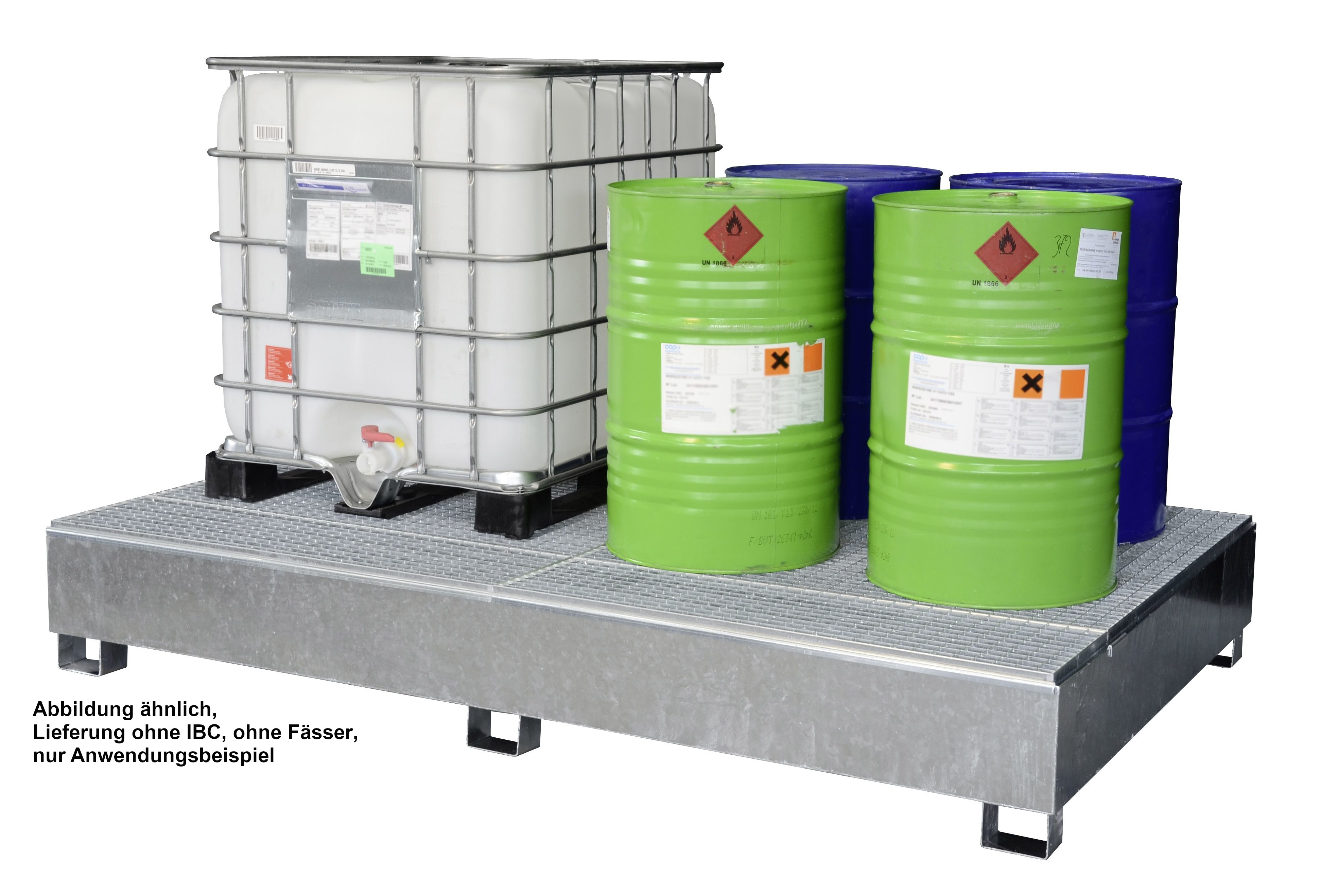 CEMO Stahl-IBC-Auffangwanne GS2a, lackiert, mit Abfüllfläche – 10615