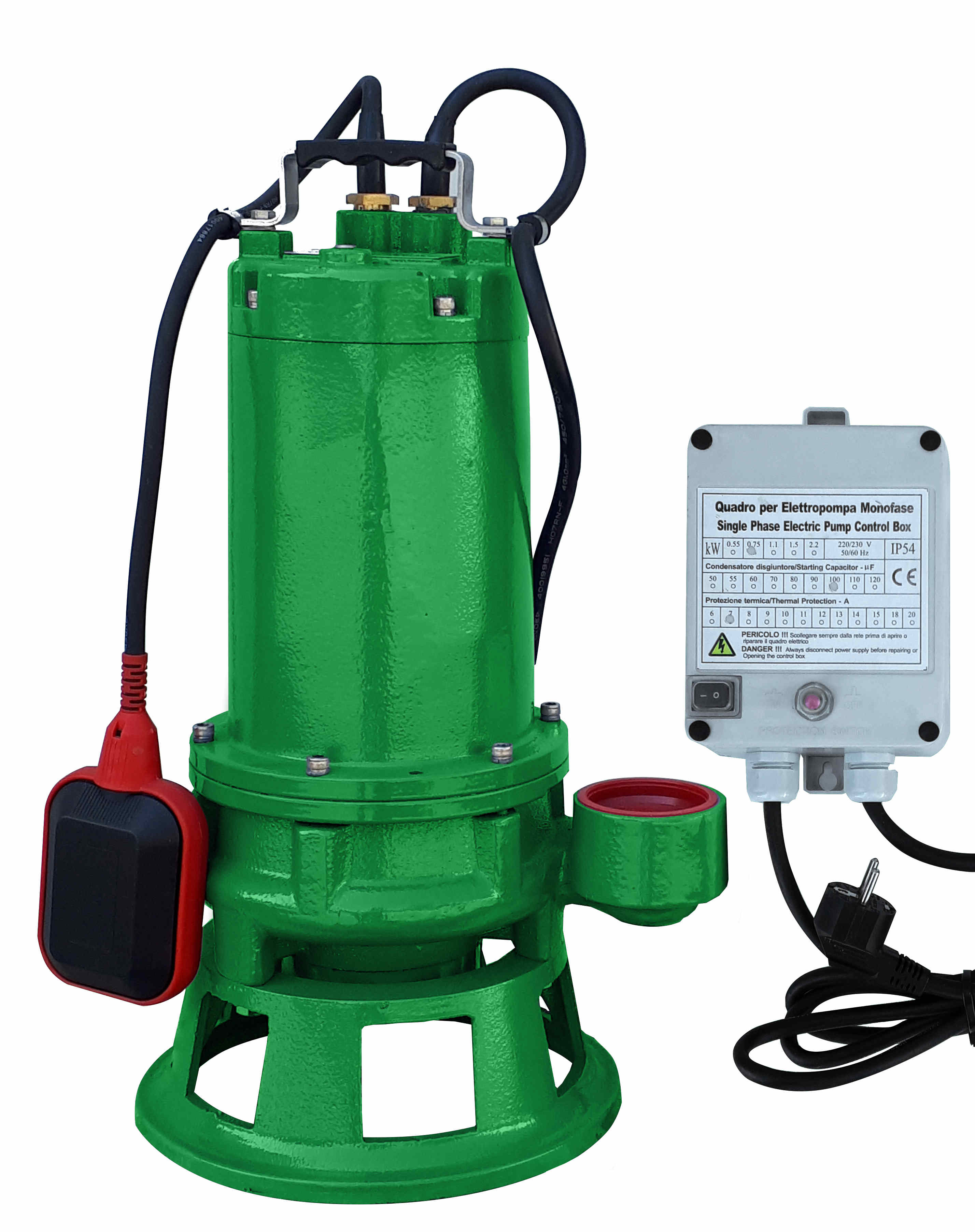 VORTEX 100-CS plus Schmutzwasserpumpe, Schneidwerk, 230V, 159 l/min, Schaltkasten - Zuwa 165015A