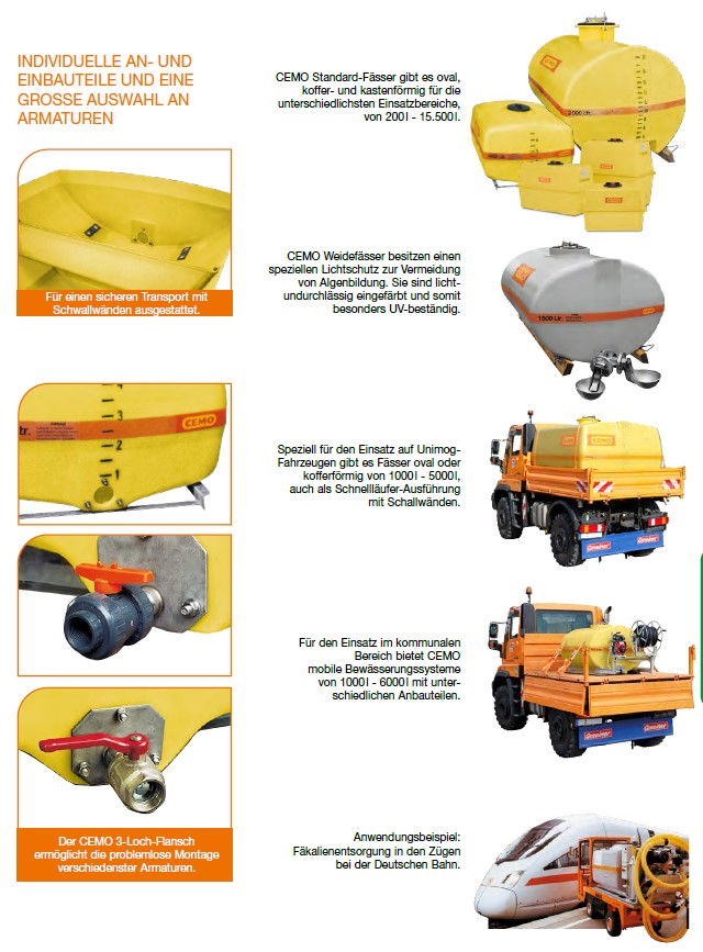 CEMO GFK-Fass für Schnellläufer, kofferförmig, 5000 l, Stahlkufen - 6538