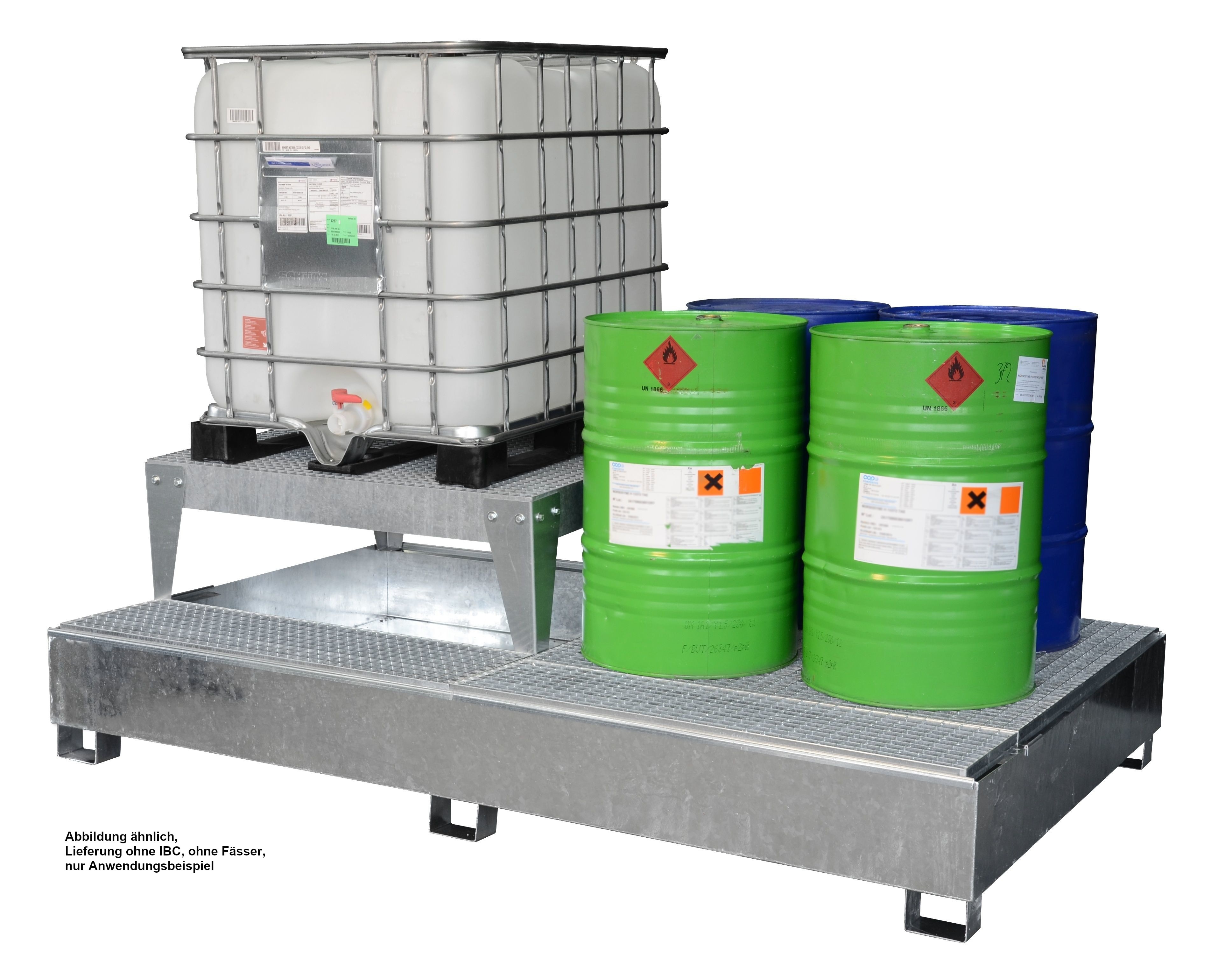 CEMO Stahl-IBC-Auffangwanne GS2a AB1, verzinkt, mit Abfüllfläche & 1 Abfüllbock – 10856