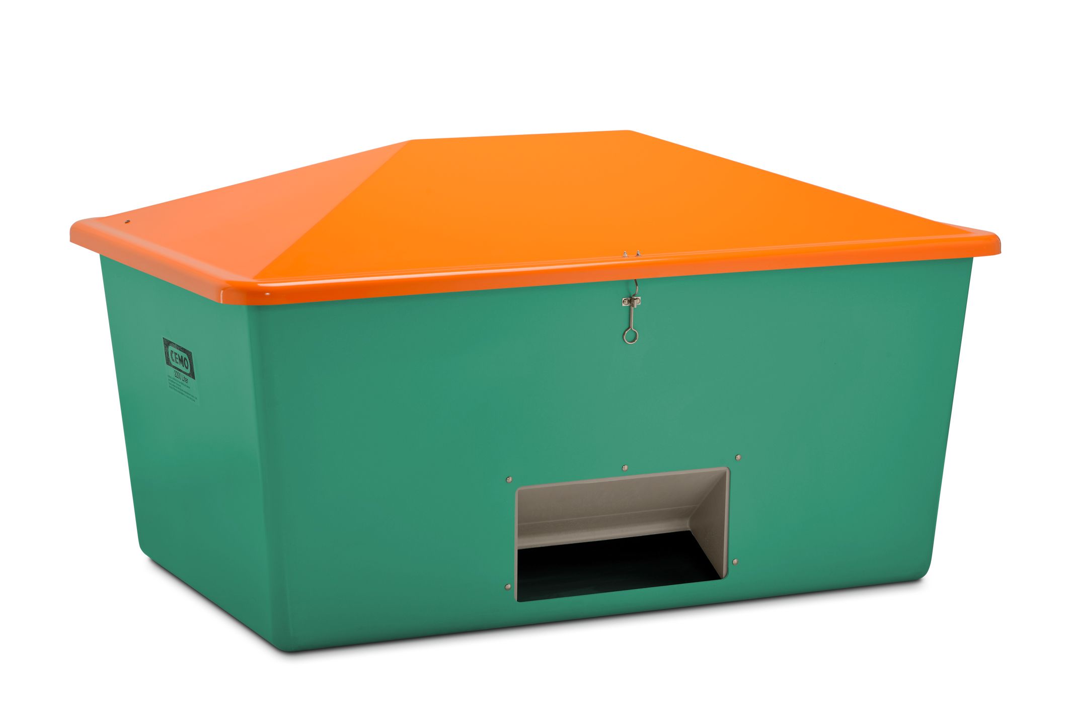CEMO Streugutbehälter 2200 l, grün/orange - 7446