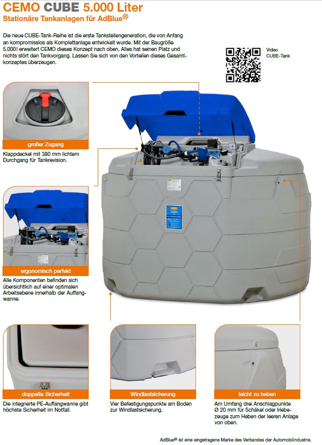 CEMO CUBE-AdBluetank 5000 l Outdoor Premium, für Tankautomat - 11165
