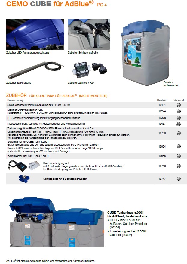 CEMO CUBE-AdBluetank 2500 l Outdoor Premium, für Tankautomat - 11038