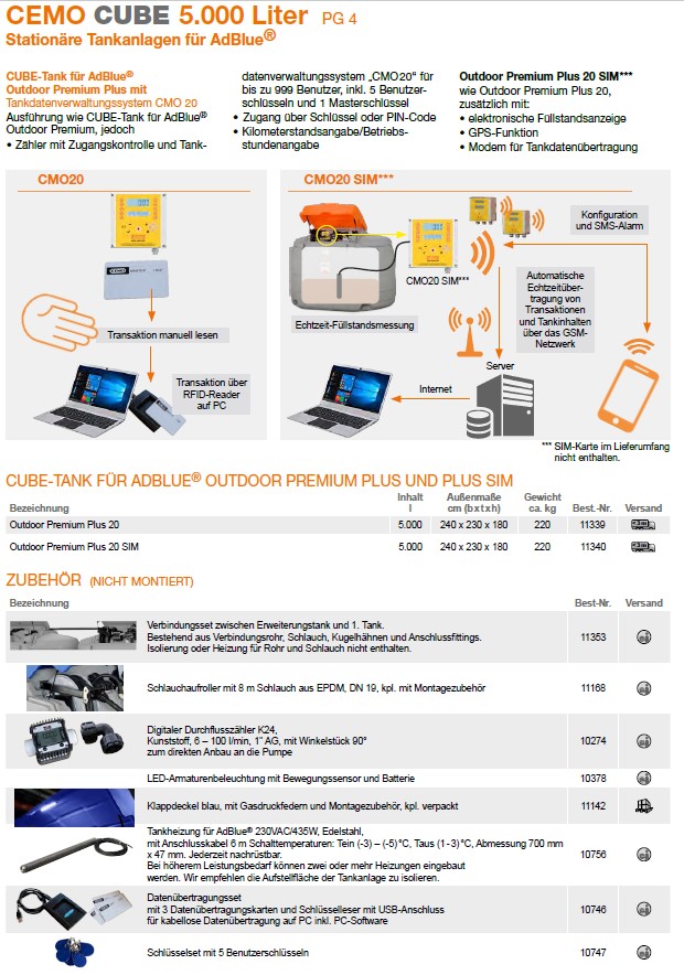 CEMO CUBE-AdBluetank 5000 l Outdoor Premium, für Tankautomat - 11165